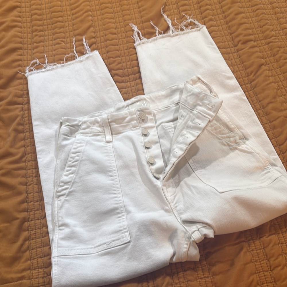 MOTHER White Ankle Cropped Jeans Size 25 - Picture 2 of 6